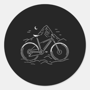 Mountain Bike Line Art Bicycle Biking Cycling Bike Classic Round Sticker