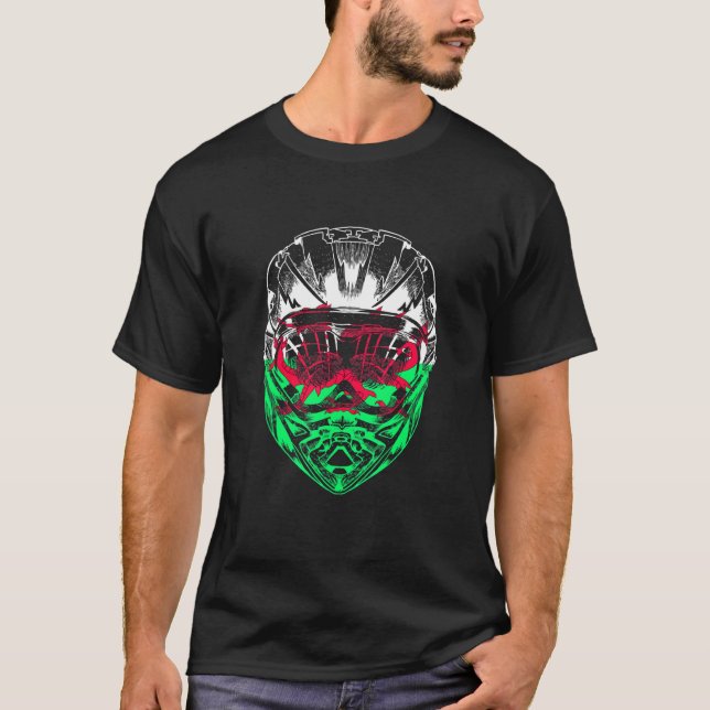 Mountain Bike Motorcycle Helmet Wales Flag T-Shirt (Front)