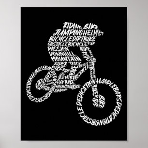 Mountain Bike Mtb Biker Typography Men Boys Downhi Poster