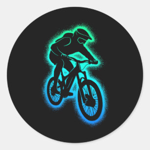 Mountain Bike Mtb Downhill Kids Boys Mountain Biki Classic Round Sticker