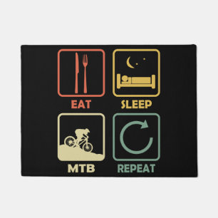Mountain Bike MTB Eat Sleep Repeat Funny Retro Doormat