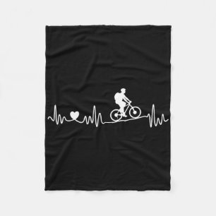Mountain Bike Mtb Heartbeat I Love Mountain Biking Fleece Blanket