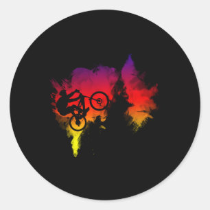 Mountain Bike Mtb Long-sleeve For Men, Women, Kids Classic Round Sticker