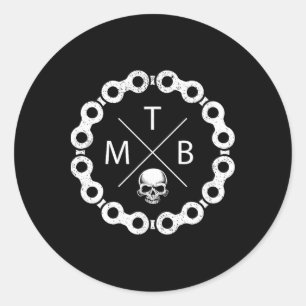 Mountain Bike Mtb Skull Biker Biking Apparel Gift Classic Round Sticker