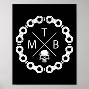 Mountain Bike Mtb Skull Biker Biking Apparel Gift Poster