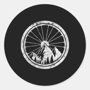 Mountain Bike Mtb Wheel Biking Cycling Bicycle Rid Classic Round Sticker