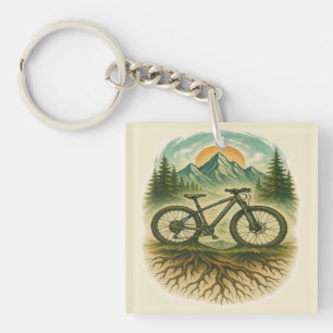 Mountain Bike Nature Adventure Art Key Ring