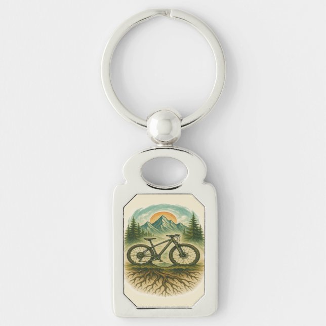 Mountain Bike Nature Adventure Art Key Ring (Front)