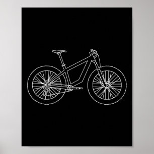 Mountain Bike Outline Biking Shirt Poster