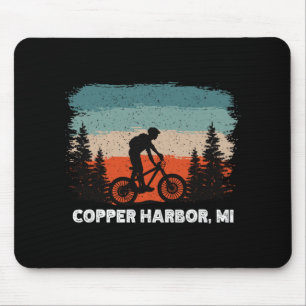 Mountain Bike Retro Sunset Vintage Copper Harbor, Mouse Pad