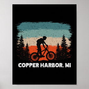 Mountain Bike Retro Sunset Vintage Copper Harbor,  Poster