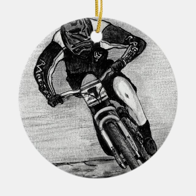 Mountain Bike Ride Ceramic Ornament (Front)