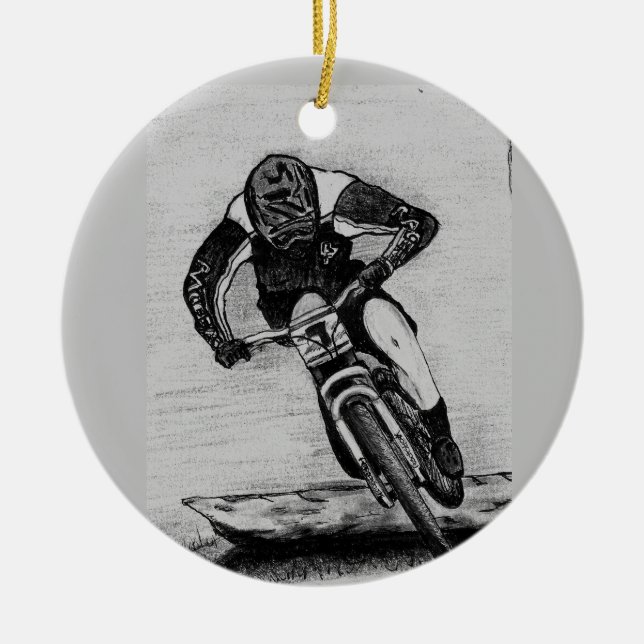 Mountain Bike Ride Ceramic Ornament (Front)