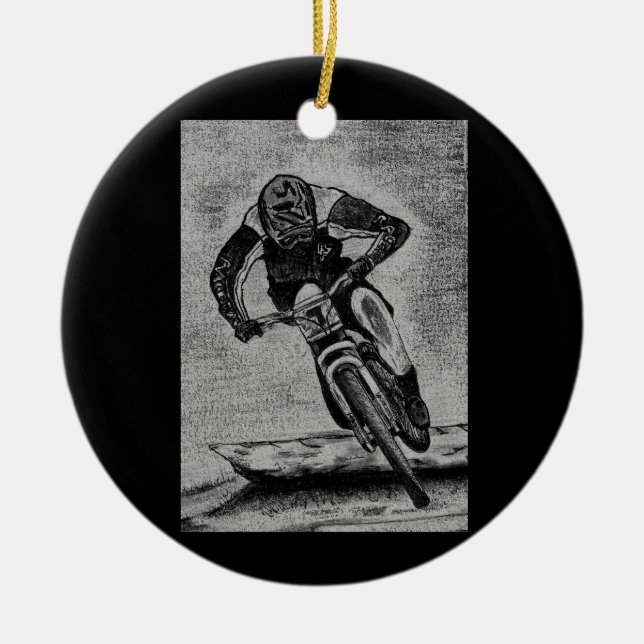 Mountain Bike Ride Ceramic Tree Decoration (Front)