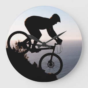 Mountain Bike Rider. Lions Head, Cape Town Large Clock