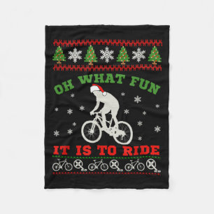 Mountain Bike Rider, Oh What Fun Christmas Ugly Sw Fleece Blanket
