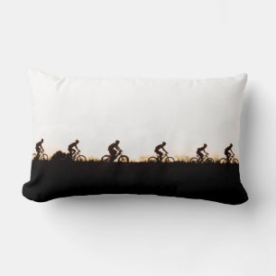 Mountain Bike Riders Make Their Way Over The Dam Lumbar Cushion