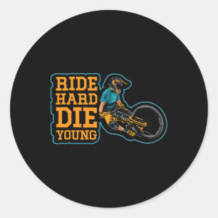 Mountain Bike Shirt Biking Bicycle Cycling Forest Classic Round Sticker