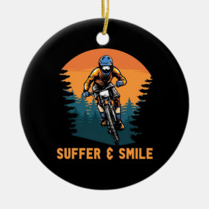 Mountain Bike Suffer And Smile Ceramic Ornament