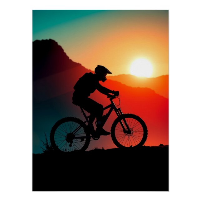 Mountain Bike Sunset – Challenge & Adventure Poster (Front)