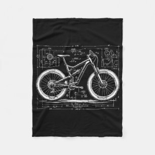Mountain Bike Technical Drawing For Downhill Mtb N Fleece Blanket