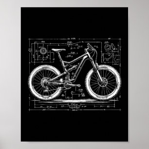 Mountain Bike Technical Drawing For Downhill Mtb N Poster
