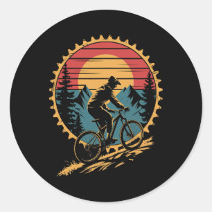Mountain Bike Tee For Men Women Funny Vintage Cycl Classic Round Sticker