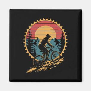 Mountain Bike Tee For Men Women Funny Vintage Cycl Magnet