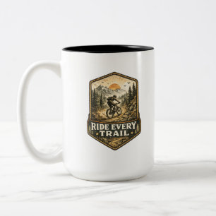 Mountain Bike Trail Rider Vintage Adventure T-Shir Two-Tone Coffee Mug
