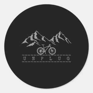 Mountain Bike Unplug Mtb Biking Downhill Mountain Classic Round Sticker