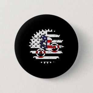 Mountain Bike Usa Flag Mtb Downhill Biking For Wom 6 Cm Round Badge