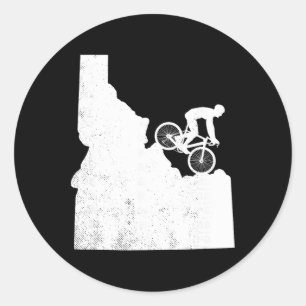 Mountain Bike Vintage Idaho's Biking Map Art- Mtb Classic Round Sticker