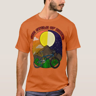 Mountain bike with Trees in Mountains at Day Night T-Shirt