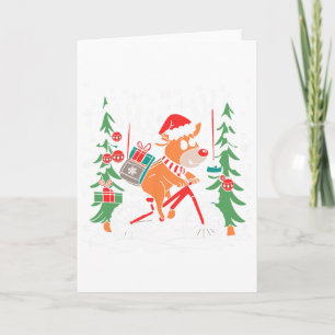 Mountain Bike Xmas Lights Reindeer Mountain Biking Card