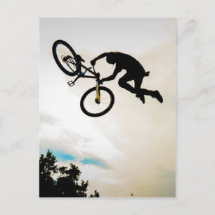Mountain Biker Air Time Silhouette Postcard