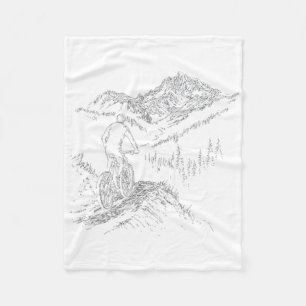 Mountain Biker Ascending Art Biking Aesthetic Moun Fleece Blanket