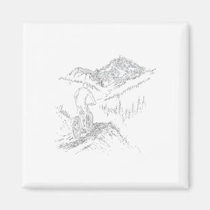 Mountain Biker Ascending Art Biking Aesthetic Moun Magnet