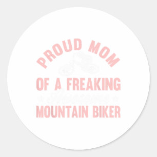 Mountain Biker Bike Mtb Biking Bicycle Cycling Mom Classic Round Sticker