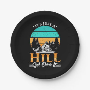 Mountain Biker Get Over Hill Paper Plate