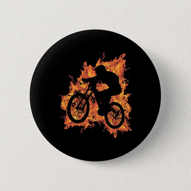 Mountain Biker Mountain Biking Mtb With Fire Graph 6 Cm Round Badge (Front)