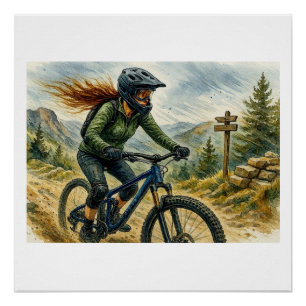 Mountain Biker on a Trail, Poster