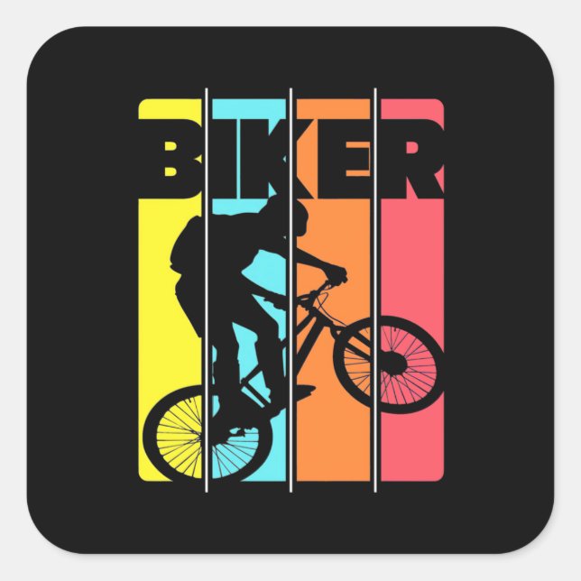 Mountain Biker Retro Vintage Square Sticker (Front)