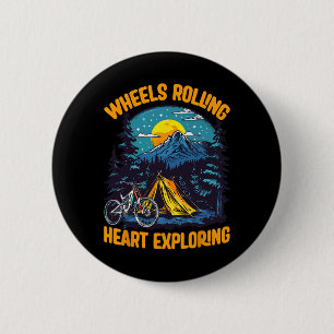 Mountain Biking Adventure Camping Wheels Rolling E 6 Cm Round Badge