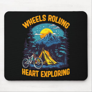 Mountain Biking Adventure Camping Wheels Rolling E Mouse Pad