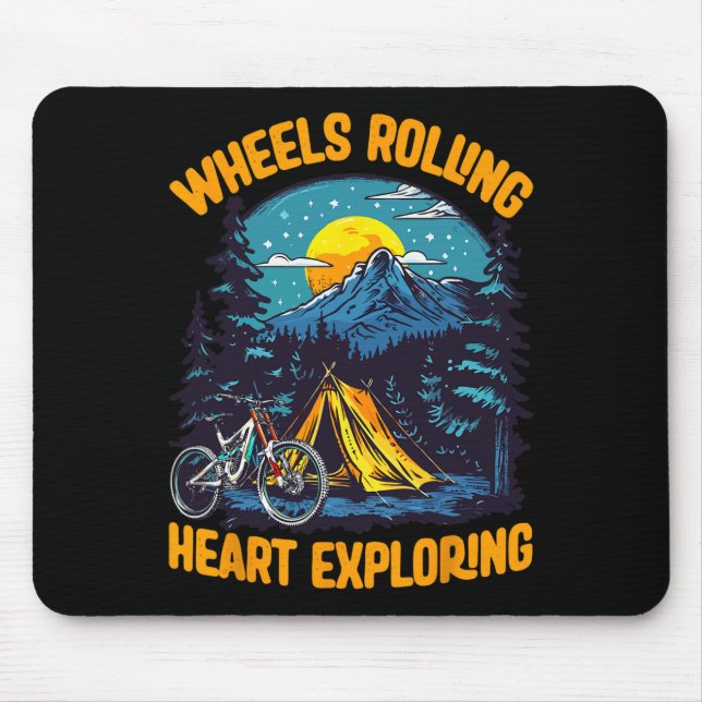 Mountain Biking Adventure Camping Wheels Rolling E Mouse Pad (Front)