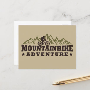 Mountain biking adventure holiday postcard