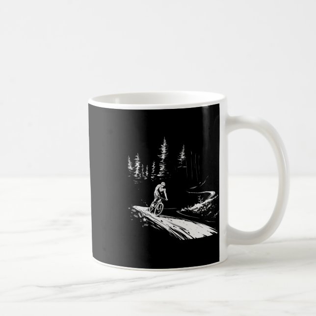 Mountain Biking Adventure Mtb Cyclist In Forest Tr Coffee Mug (Right)