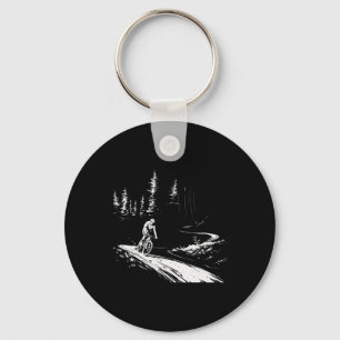 Mountain Biking Adventure Mtb Cyclist In Forest Tr Key Ring