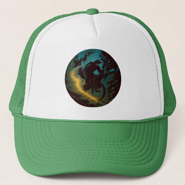 Mountain Biking Adventure Outdoor Design Trucker Hat (Front)