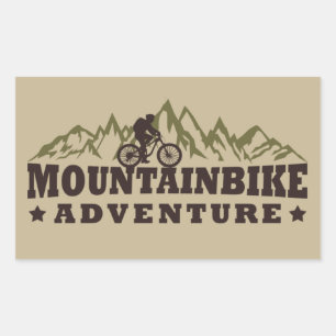 Mountain biking adventure rectangular sticker